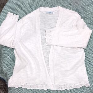 Croft & Barrow White Women's Cardigan Quarter Length Sleeves